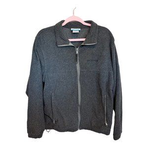 🏔️🧥 Columbia Men's M Medium Charcoal Gray Fleece Jacket - Full Zip Sweatshirt